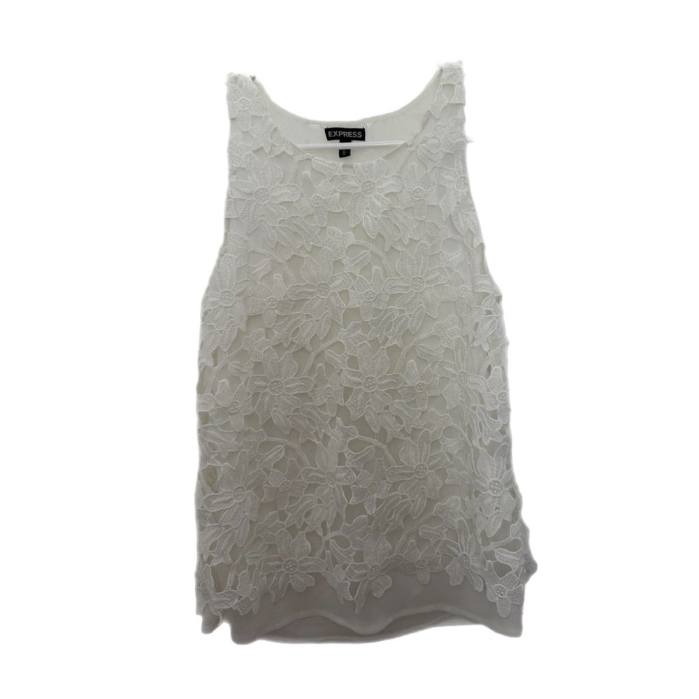 Express Ivory Floral Lace Tank Top